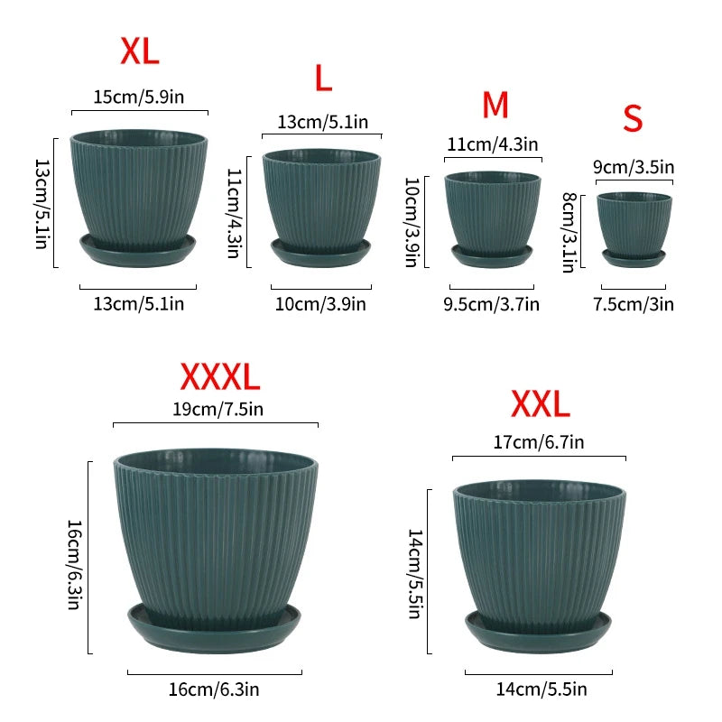Plastic Planter Flower Pots with Tray Thickened Double Layer Flower Pot Indoor Succulent Potted Desktop Decoration