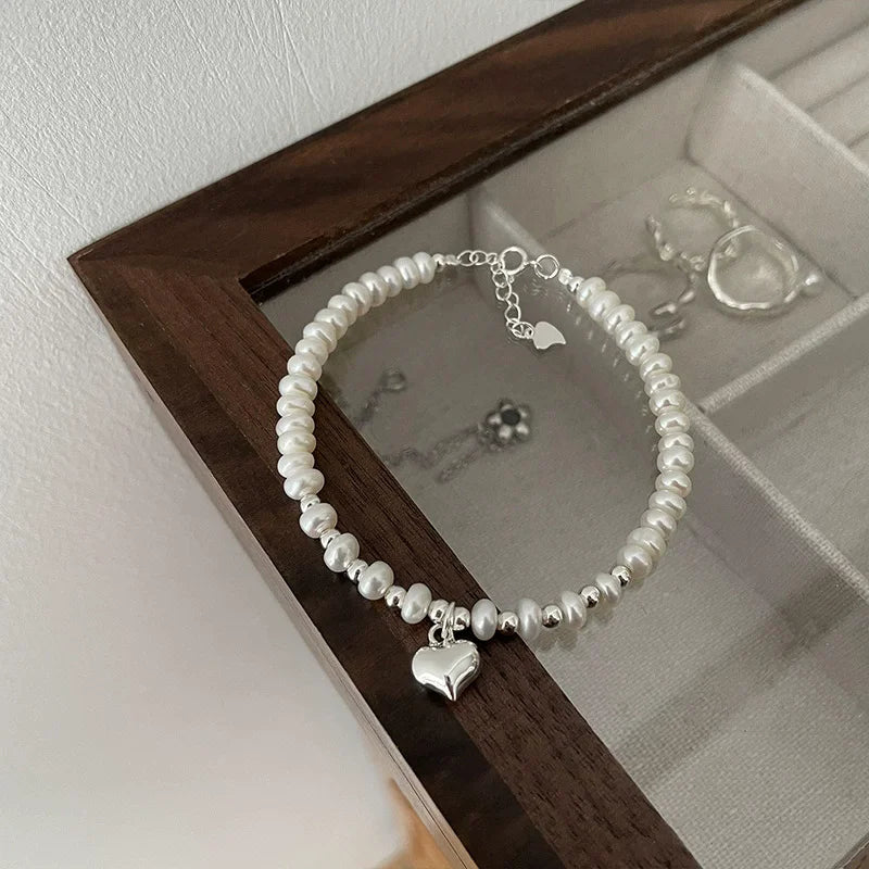 VENTFILLE 925 Sterling Silver Line Extremely fine Bracelet for Women Love Haert Bead Korean Ins Sweet Jewelry Gift Dropshipping