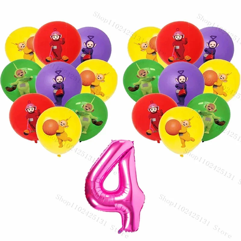 Teletubbies Birthday Party Decoration Tableware Set Paper Plates Balloons Banner Tablecloth For Kids Baby Shower Party Supplies