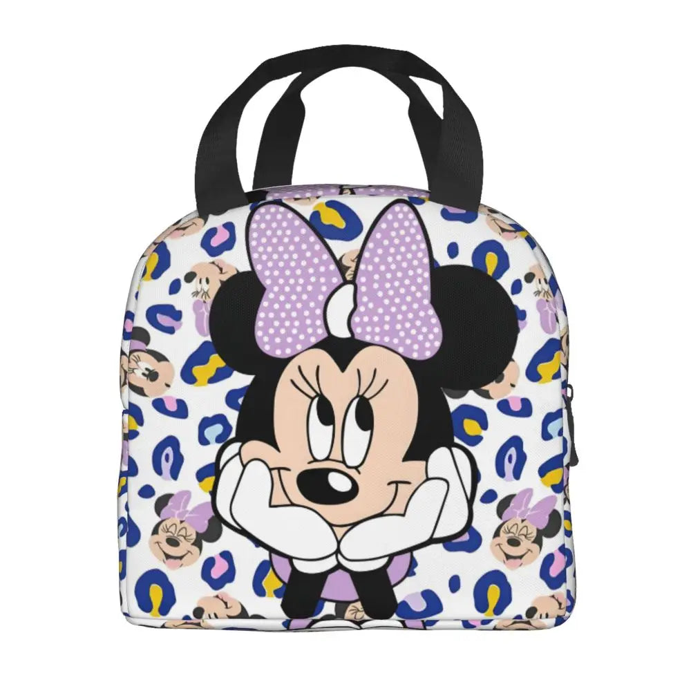 Custom Mickey Pink Minnie Mouse Lunch Bag Women Creative Design Cooler Warm Insulated Lunch Box for Kids School