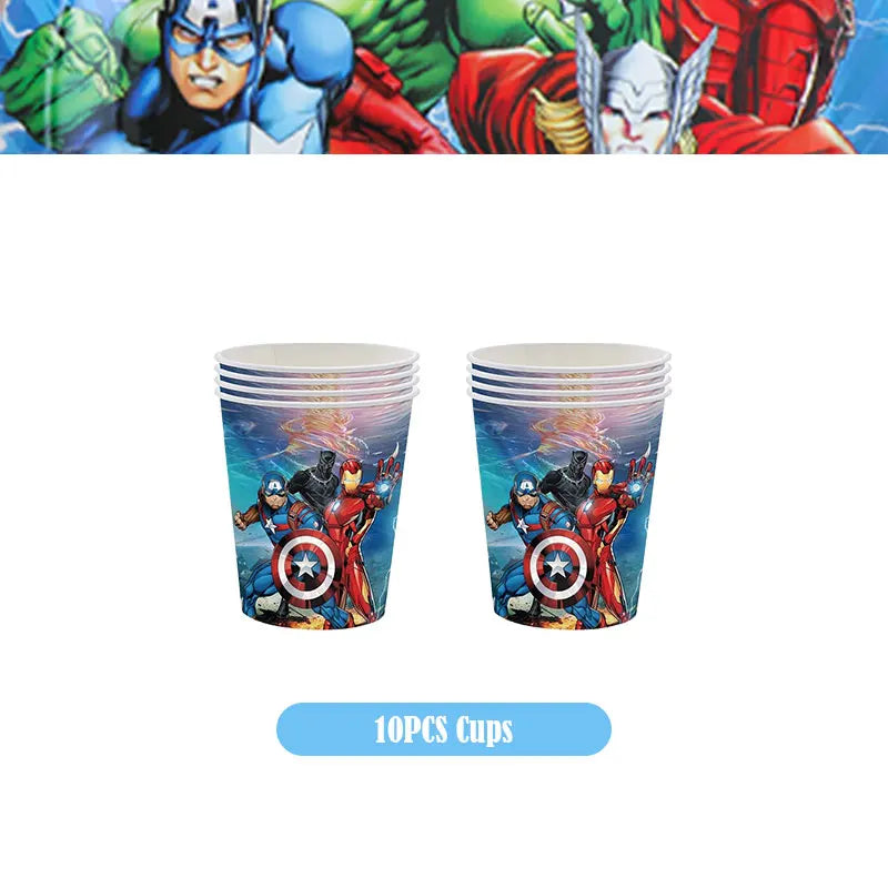 Happy Marvel Theme Avengers Birthday Decoration Set Cups Plates Tablecloth Masks Superhero Balloons Party Supplies Favors Gifts