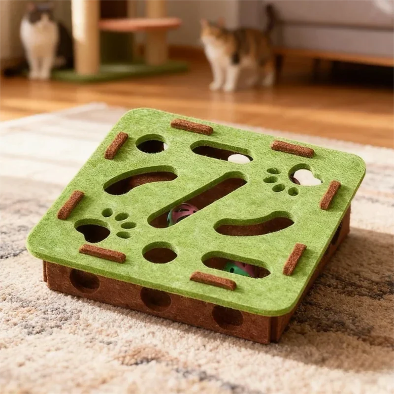 New Cat Puzzle Toy Felt Tunnel Box Cat Playing Toy With Ball Indoor Sports Entertainment Hunting Indoor Kitten Toys Cat Supplies