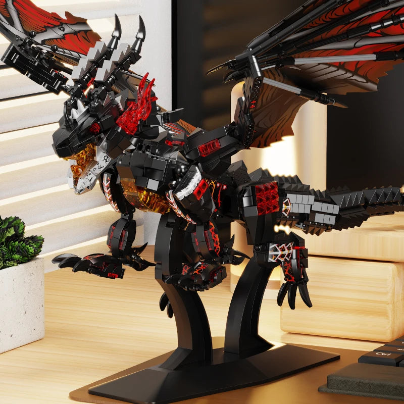 Ice Frost Dragon Model Assembled Building Blocks Flying Dragon Educational Children's Toy Boy's Birthday Gift Dragon