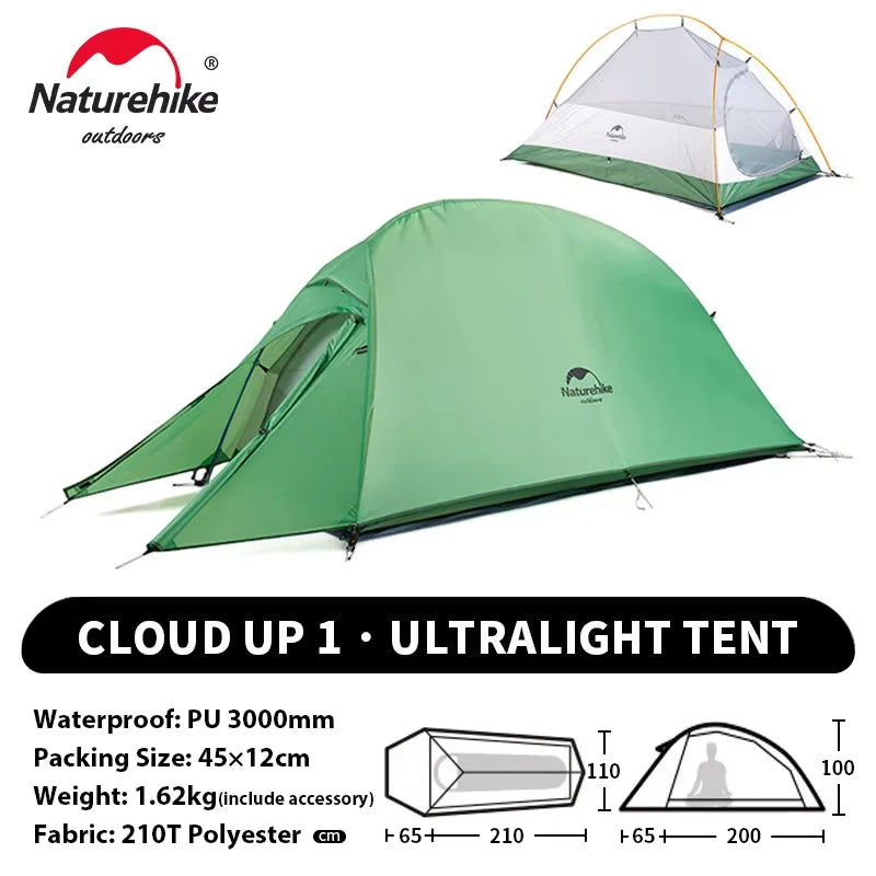 Naturehike Cloud Up 1 2 3 Person Camping Tent Ultralight Waterproof Trekking Tents Hiking Backpacking Shelter Tent Travel Tent