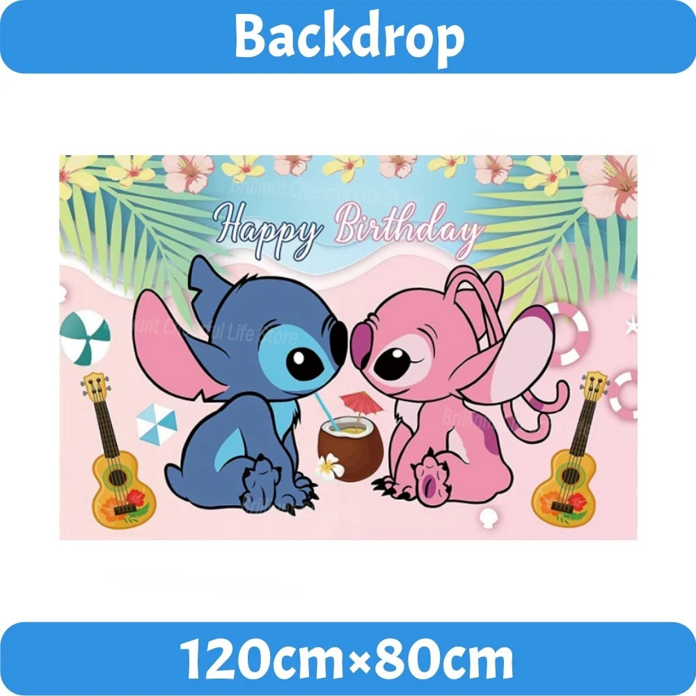 Stitch Birthday Decoration Lilo and Stitch Theme Tablecloth Paper Cup Plate Balloons Baby Shower Supplies Kids Favor