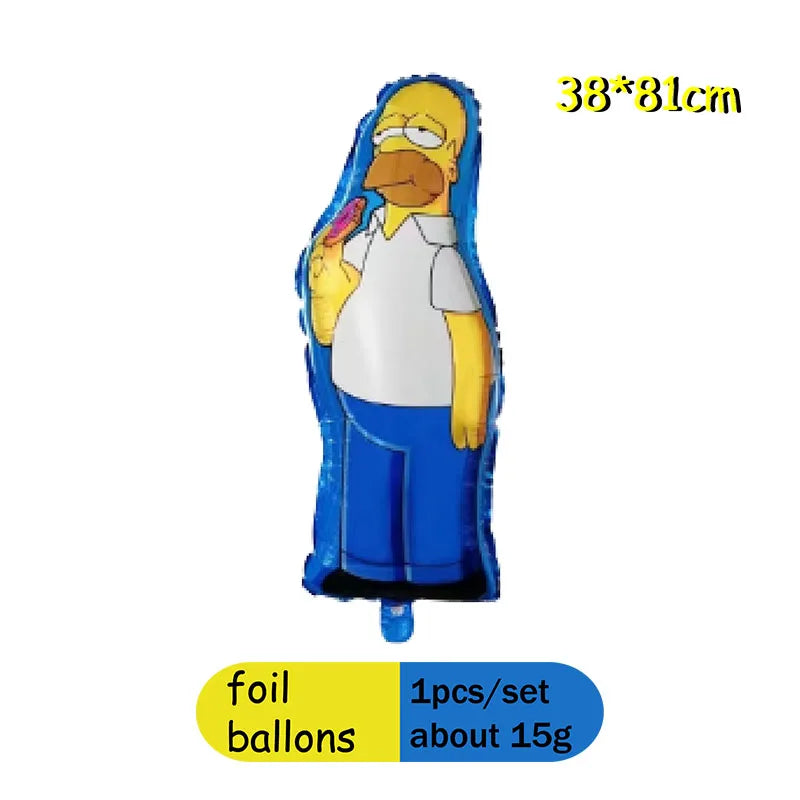 THE SIMPSONS GAME Baby Shower Kids Toy Aluminum Foil Digital Balloon Set Birthday Party Decor and Napkins Disposable Tableware