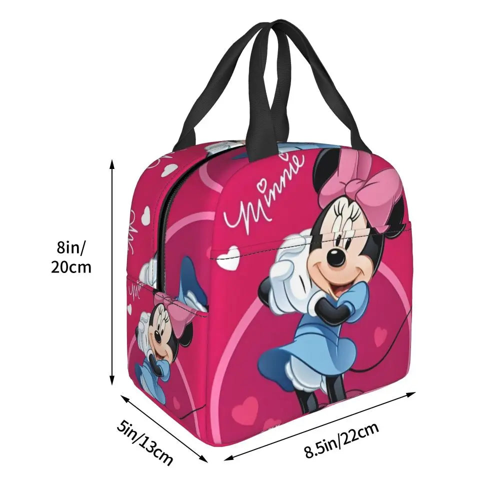 Custom Mickey Pink Minnie Mouse Lunch Bag Women Creative Design Cooler Warm Insulated Lunch Box for Kids School