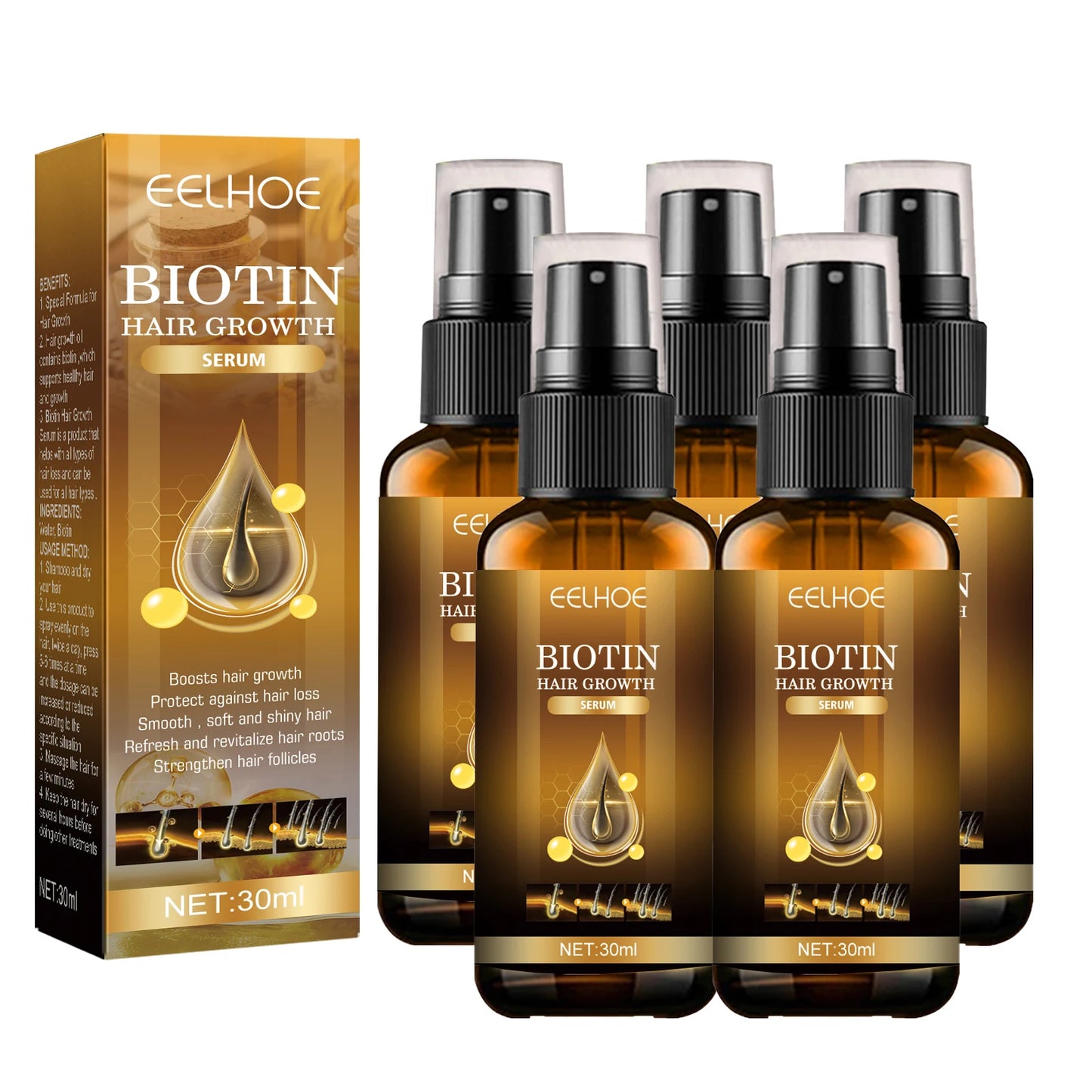1/3/5 Box Magic Biotin Hair Serum Strengthen Smoothing Deep Nourishing Frizzy Hair Product Damaged Repair Spray Hair Oil Serum