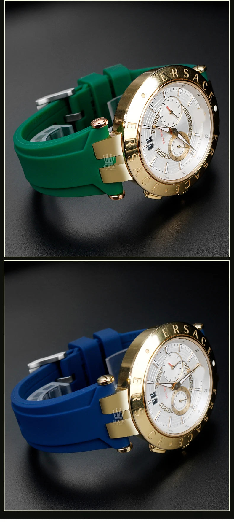 Rubber Watch Band For Versace V-RACE DUAL Series Strap Silicone Watch Accessories 24mm Waterproof Belt Notch Special Concave