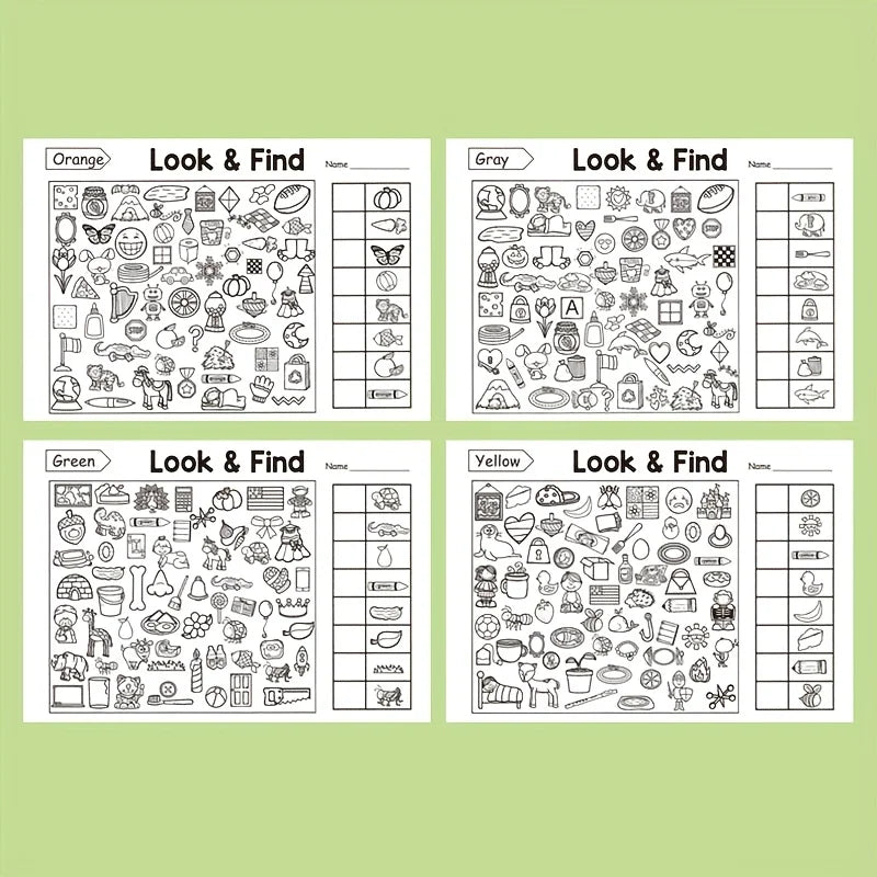 Interactive Memory & Color Recognition Activity Book with Look & Find Games, Sudoku Puzzles, Matching Tasks - Educational for &