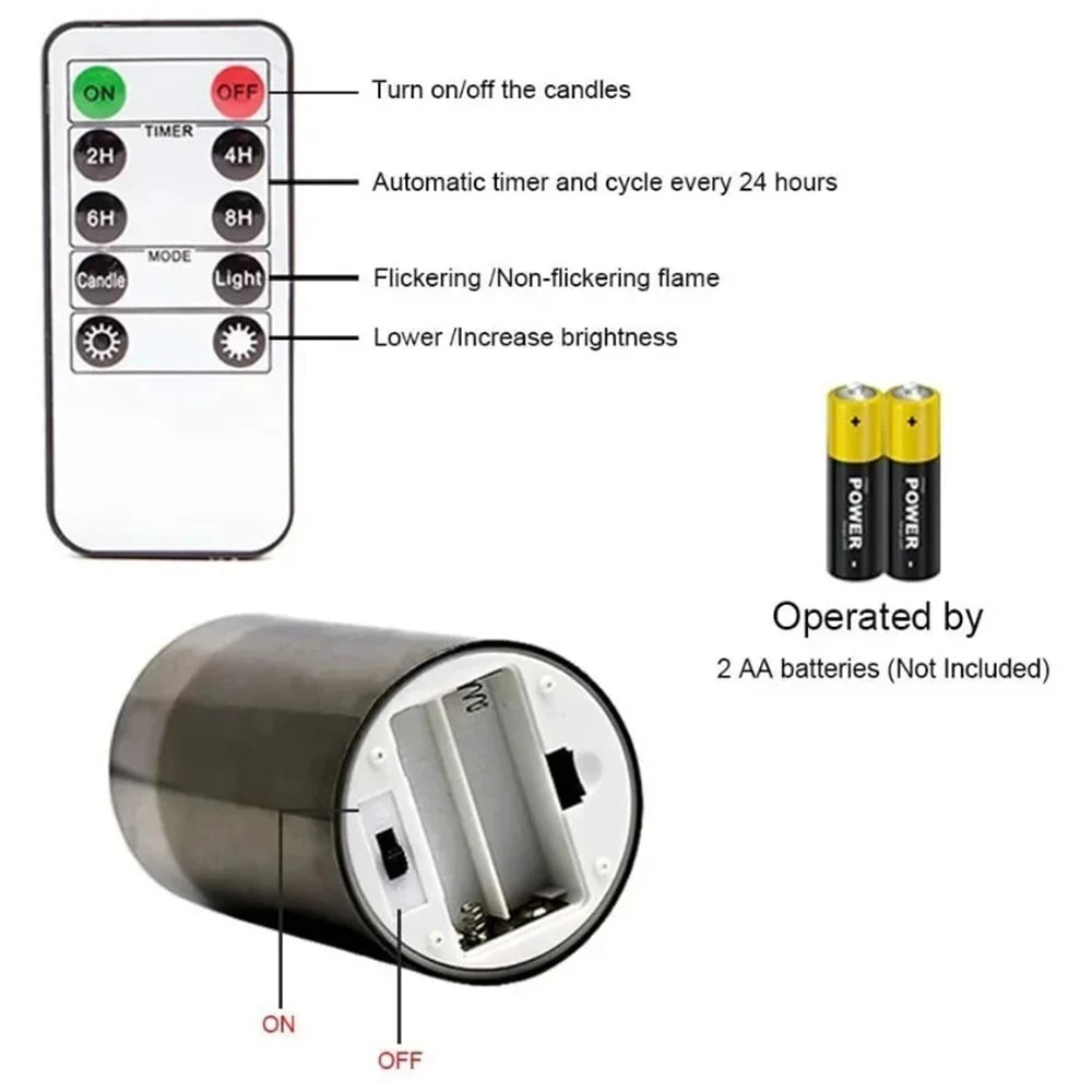 3-piece set (6in\5in\4in) LED flameless electronic candle lights, flickering simulated tea candles, suitable for weddings, parti
