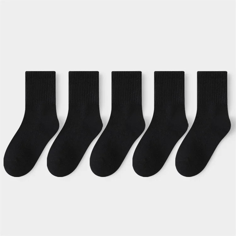 5Pairs/Set 3-13Years Baby Girls Boys Casual Sports Socks Soild Soft Cotton Four Season School Socks Black White Gray Kids Socks