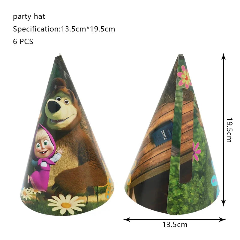 Mashas and Bear Birthday Party Decoration Cartoon Theme Balloons Kids Event Supplies Disposable Tableware Backdrop