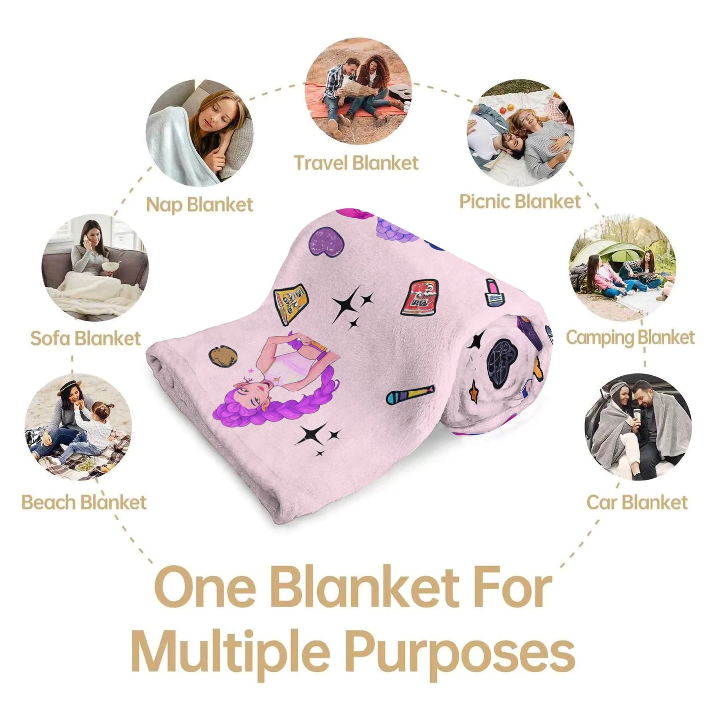 Cute Sticker K Pop Flannel Blanket: Cozy Up With Your Bias For Chill Days