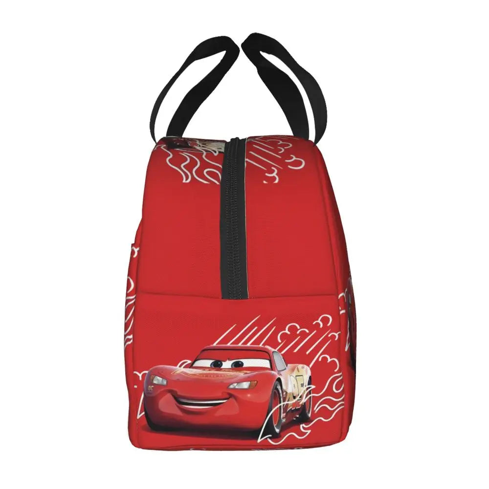Custom Car 95 Lightning Mcqueen Insulated Lunch Bag for Women Resuable Racing Car Thermal Cooler Bento Box Office Picnic Travel