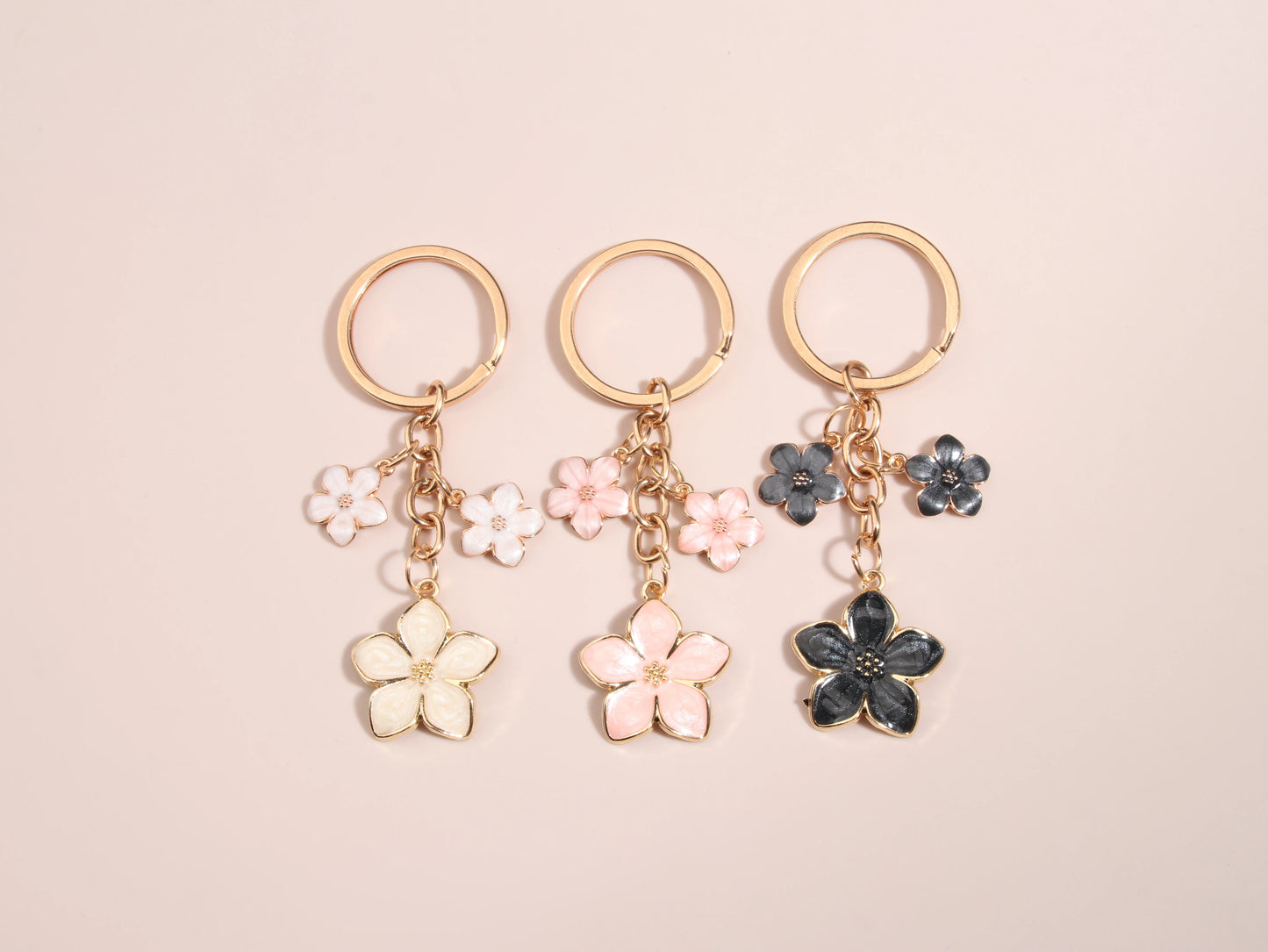 Cute Plant Keychain Sakura Flower Key Ring Enamel Key Chains For Women Girls Handbag Accessorie Car Keys DIY Sweet Jewelry Gifts