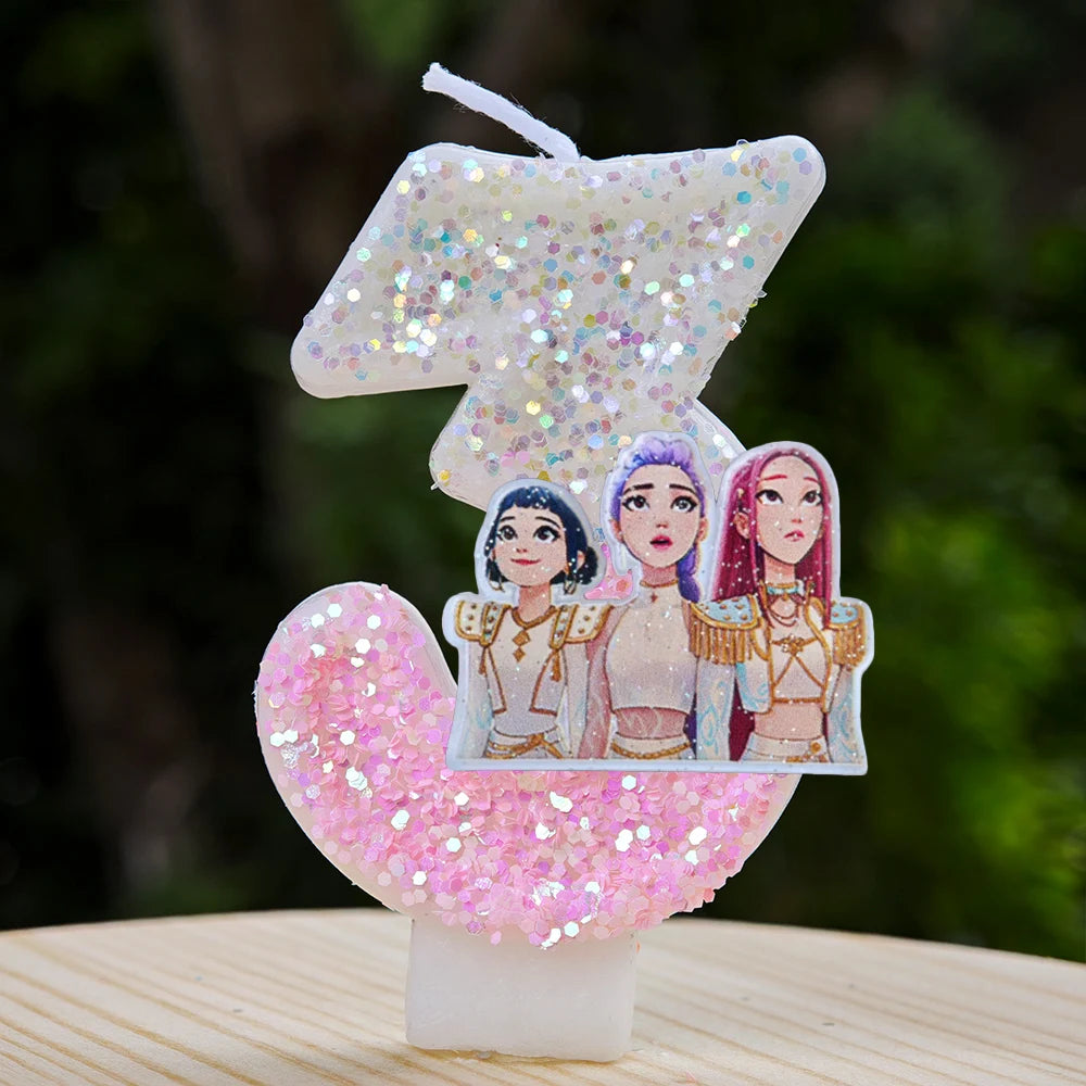 Kpop Demon Hunters Candle Number 0-9 Soccer Candle Cake Decoration Birthday Party for Kids Baby Shower Decor Gift