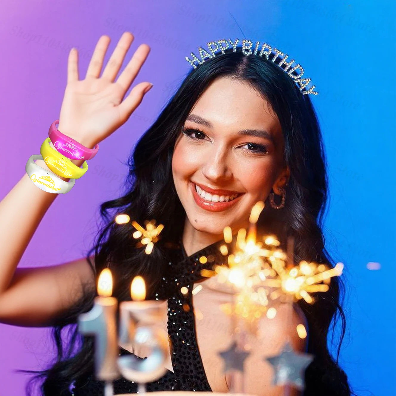 30-200Pcs Quinceanera Music & Sound Activated LED Bracelet Glow Recuerdos Para 15 Años XV Quinceañeras decorations Party Favors