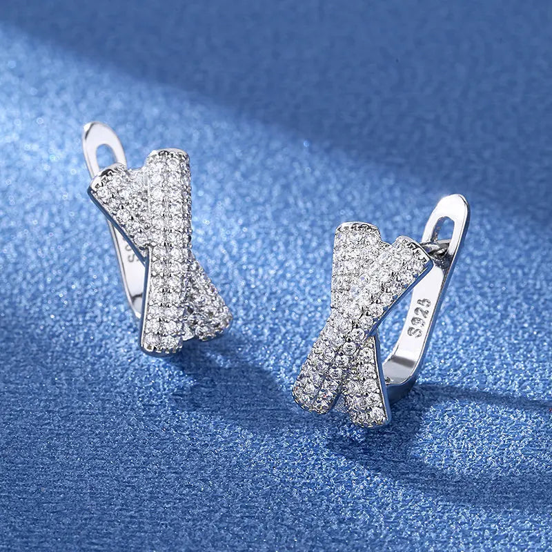 925 Sterling Silver Earrings Jewelry High Quality Retro Simple Pattern Purple White Zircon Earrings Hot Sale