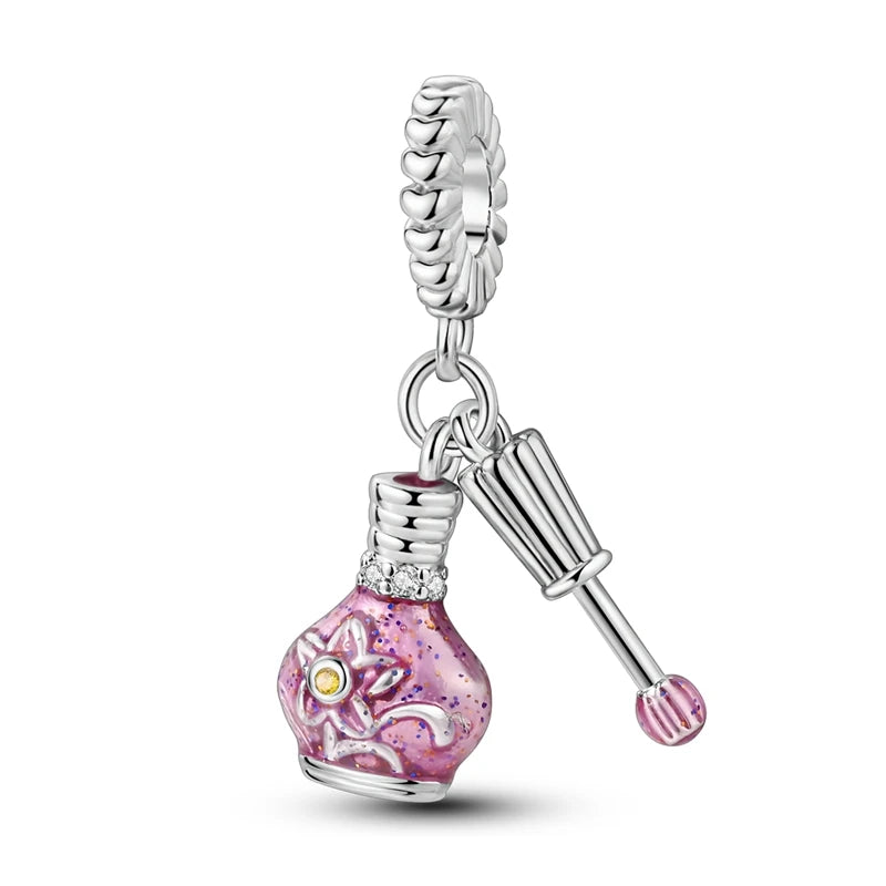 925 Sterling Silver Pink Series Charms Bow Tie Girl Cake Princess Beads Pendant Fit Original Bracelet DIY Jewelry Gift For Woman