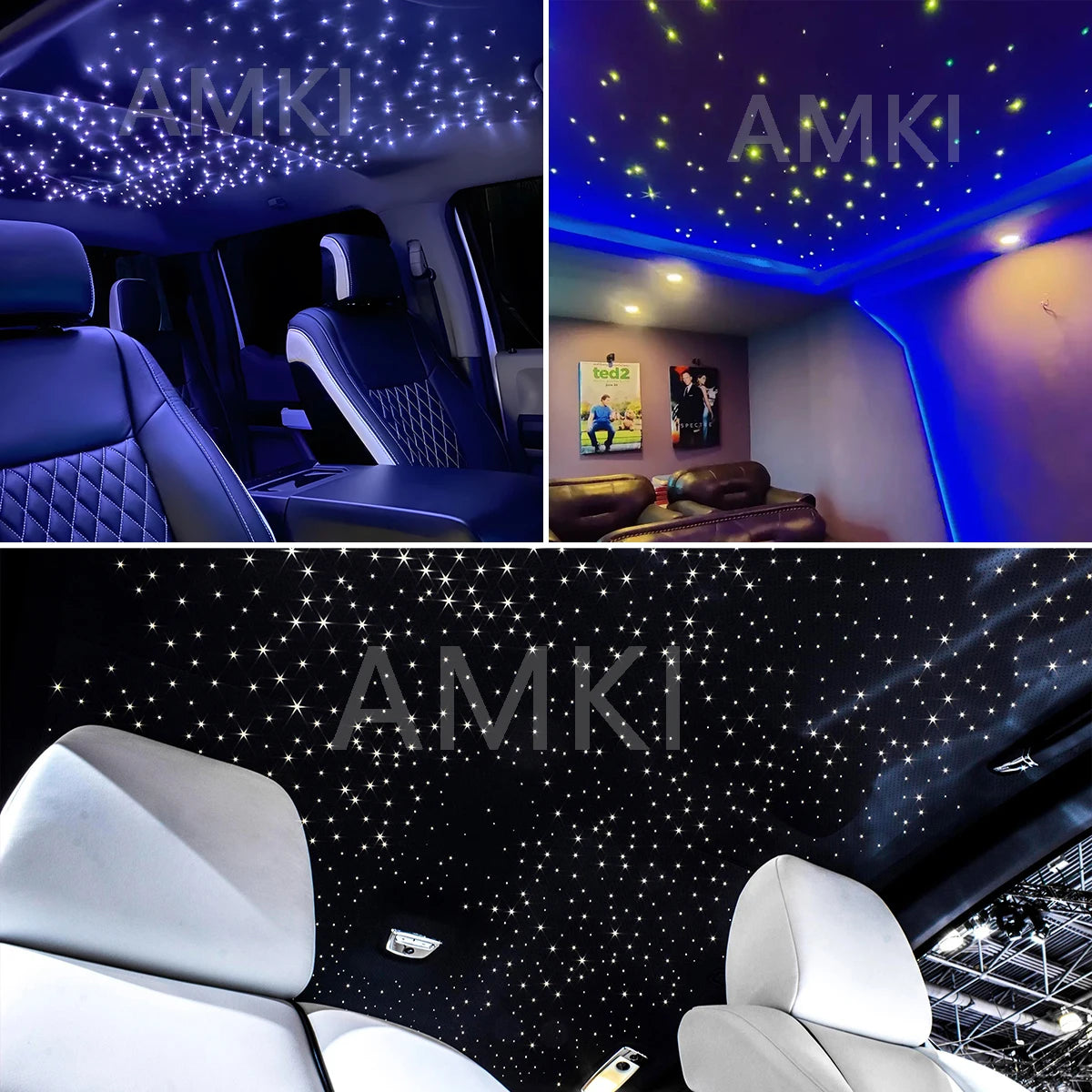 Mini 6W Twinkle Starry Sky Fiber Optic Ceiling Light APP Controlled Star Roof Atmosphere Car Interior Home Decorative Light