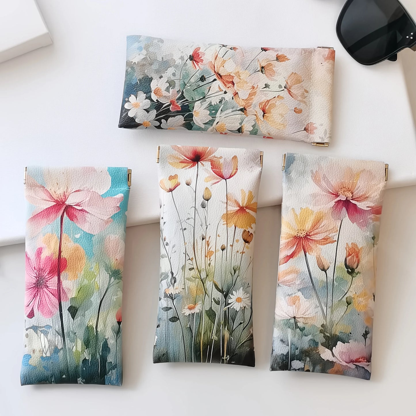 Elegant Glasses Organizer Box, Large Capacity Hard Shell Eyewear Case with Flower Print, Travel-Friendly Accessory