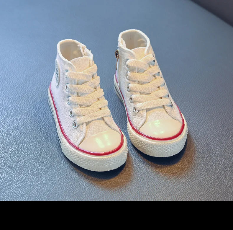 Children's Mid-Top Canvas Shoes Soft Bottom Comfortable Casual Children's Shoes Boys and Girls Non-slip Breathable Board Shoes
