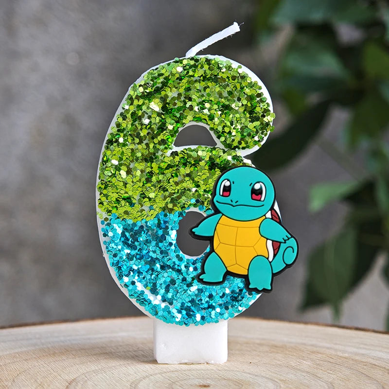 Pokemon Candle Number 0-9 Soccer Candle Pikachu Cake Decoration Boy Birthday Party for Kids Baby Shower Decor Gift