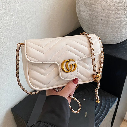 Fashion Design Women's Small Square Stylish Handbag Luxury Chain Crossbody Shoulder Handbags Luxury Embroidered Check Square Bag