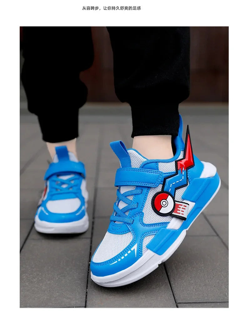 Pokemon Pikachu Children Sports Shoes Spring and autumn Fashion Anime Boy Sneakers Student Breathable Non-slip Running Shoe