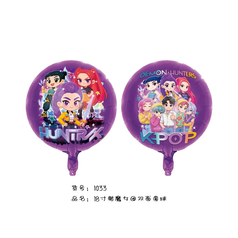 Cartoon Girl Hunters Disposable Party Tableware Banners Balloons Birthday Decoration Cake Topper Insert for Baby Shower