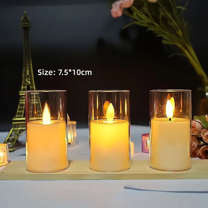 led rocking simulation glass electronic candle light Christmas wedding birthday romantic atmosphere candle decoration