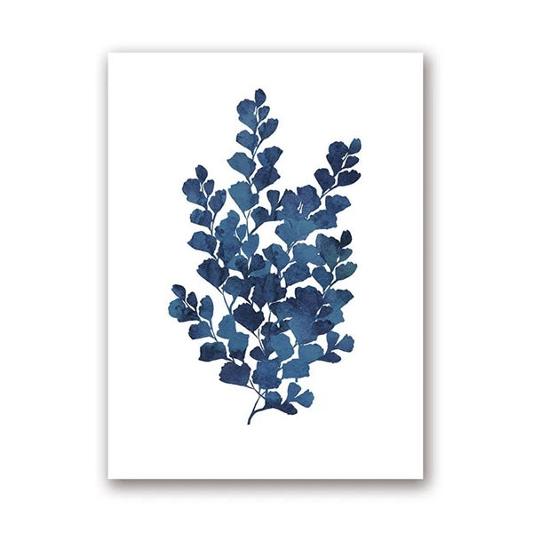 Pressed Blue Wild Flowers Wall Art Canvas Painting Hampton Style Posters Botanical Prints Blue and White Pictures Home Decor