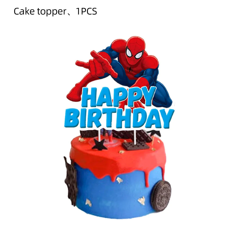Spiderman Theme Birthday Party Decoration Blue Red SpiderMan Disposable Tableware Set Banner Balloons for Baby Shower Kids Gifts