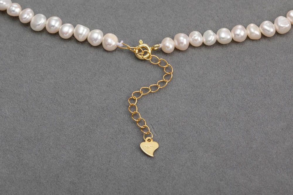 4-5mm Baroque Freshwater Pearl Necklaces with 5cm Extend Chain 925 Sterling Silver 38 45 50cm Necklaces Jewelry Gift 2026 New