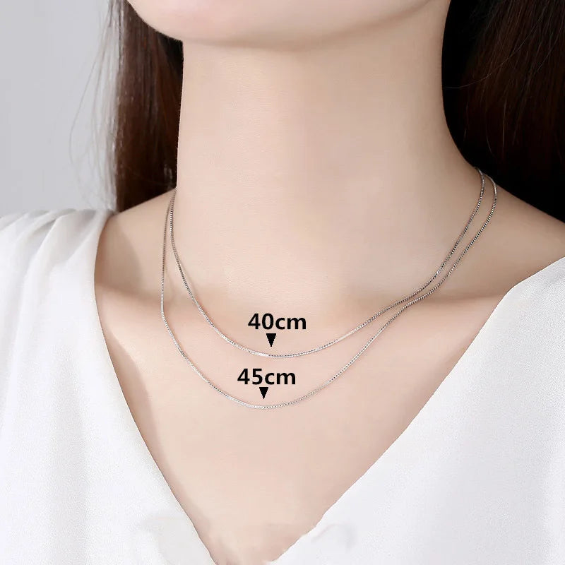 TrustDavis Real 925 Sterling Silver Necklace Water-wave Snake Beads Box Chain 40/45cm Necklace For Woman Necklace Jewelry DC25