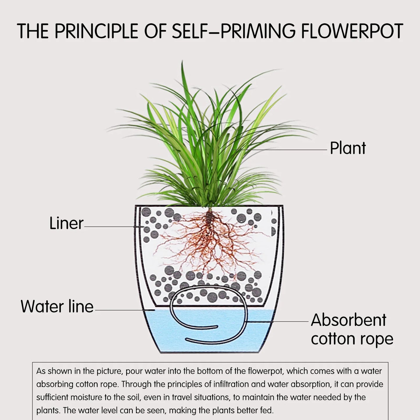 3 size Lazy flowerpot Green Plant Self Watering Flower Pot automatic water absorption green ivy pot Planters For Home