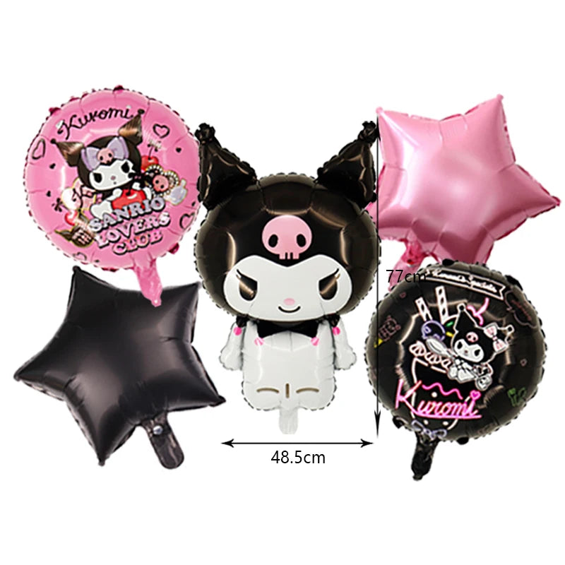 Kuromi Birthday Party Decoration Backdrop Disposable Tableware For Kids Event Supplies Latex Foil Balloons Banner