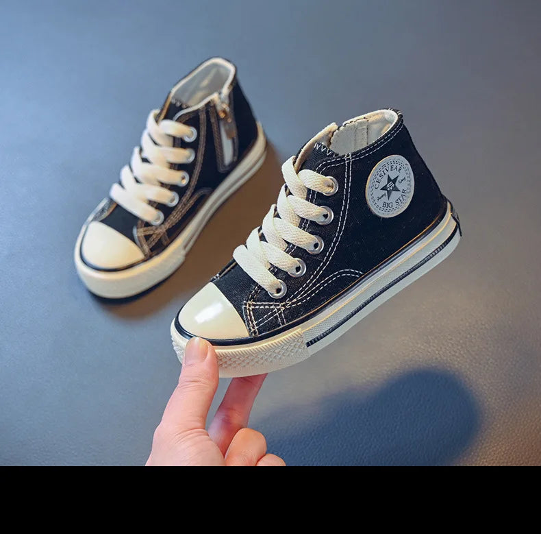 Children's Mid-Top Canvas Shoes Soft Bottom Comfortable Casual Children's Shoes Boys and Girls Non-slip Breathable Board Shoes