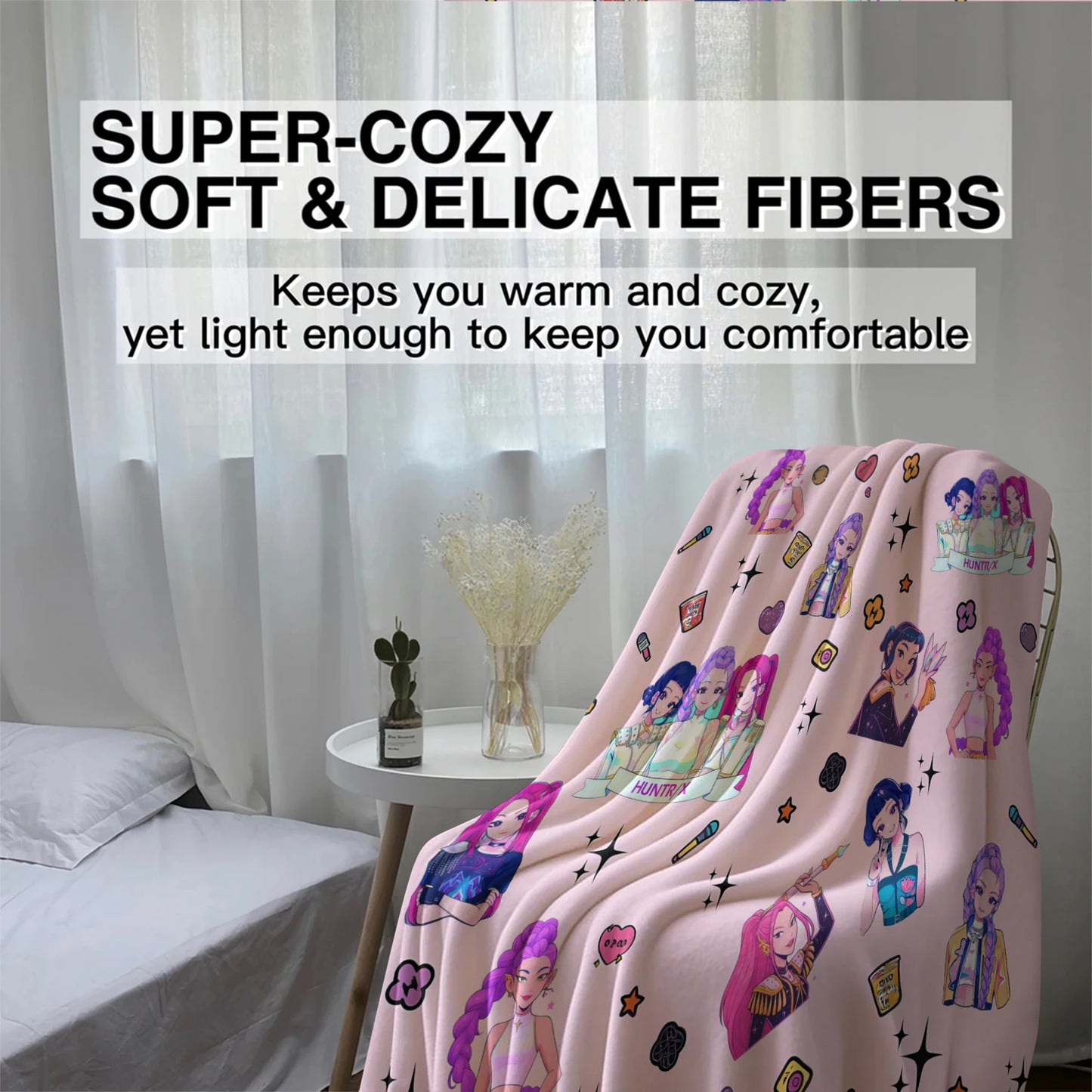 Cute Sticker K Pop Flannel Blanket: Cozy Up With Your Bias For Chill Days