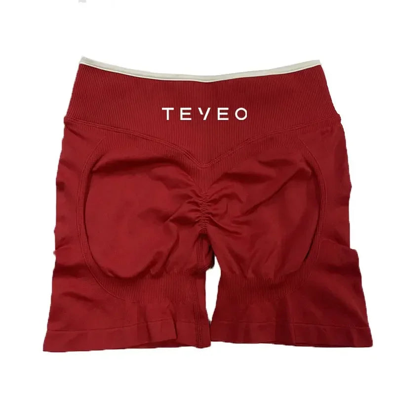 TEVEO Women's Sports Yoga Shorts Fitness Cycling Elastic Sports Pants Ignite Sculpt Scrunch Short Yoga Bra Set leggings