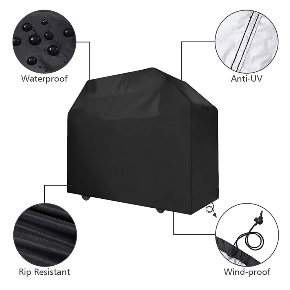 8 Size BBQ Cover Outdoor Dust Waterproof Weber Heavy Duty Grill Cover Rain Protective Outdoor Barbecue Cover Round