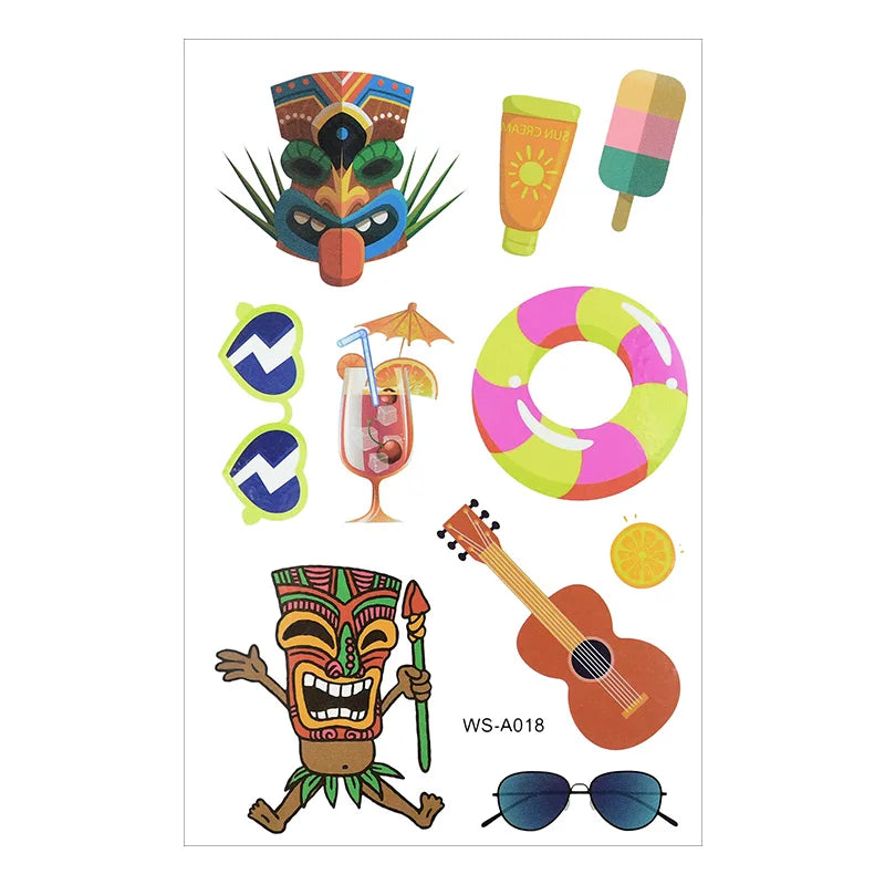 Hawaiian Party Aloha Temporary Tattoo Sticker Waterproof