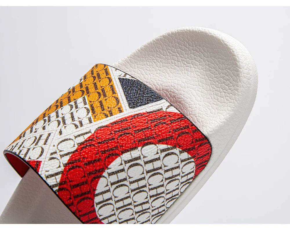 Fashionable Classic Simplicity Women's New 2024 Slippers PVC Material Letter Printing Outdoor Casual Flat Bottom Slippers