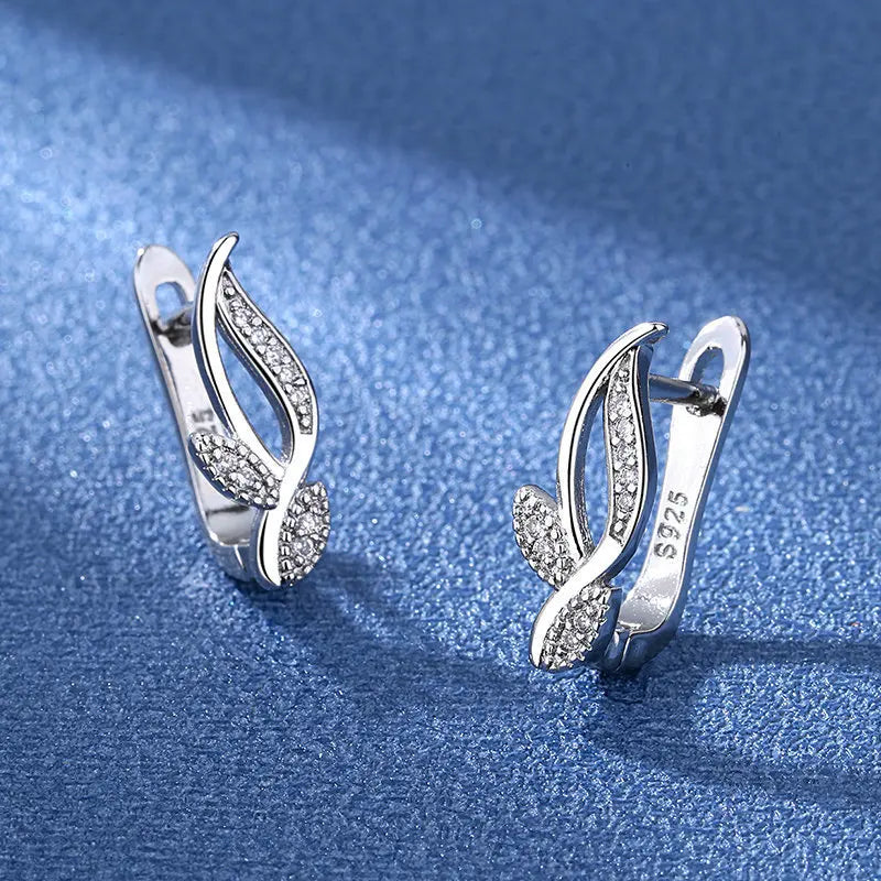 925 Sterling Silver Earrings Jewelry High Quality Retro Simple Pattern Purple White Zircon Earrings Hot Sale