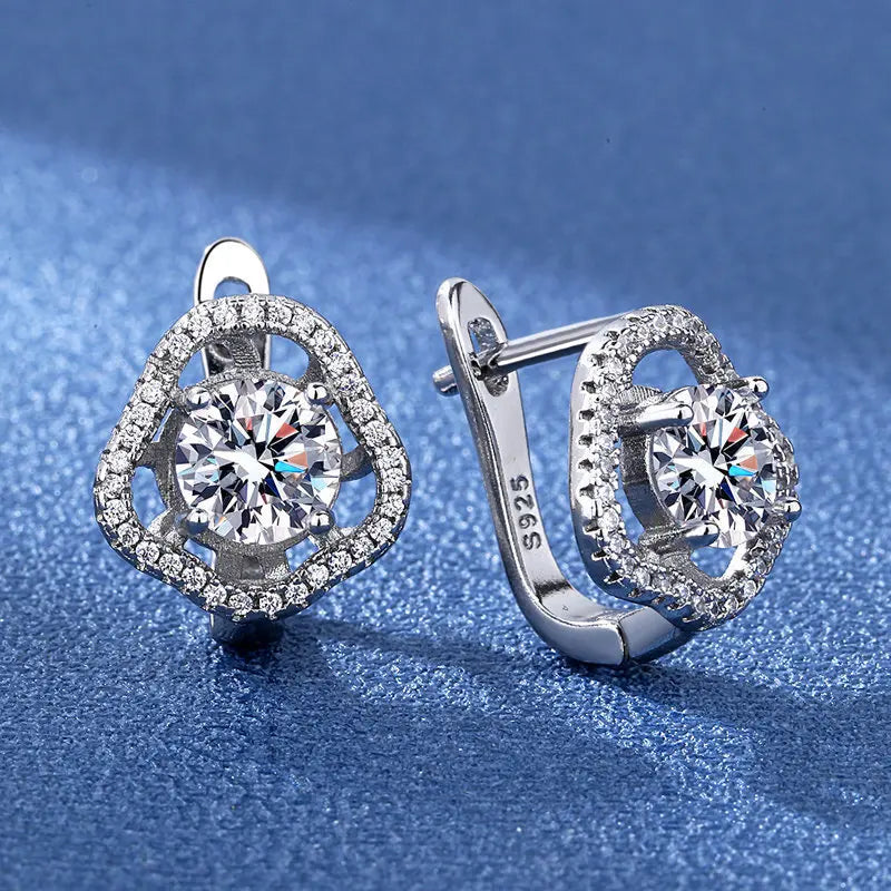 925 Sterling Silver Earrings Jewelry High Quality Retro Simple Pattern Purple White Zircon Earrings Hot Sale