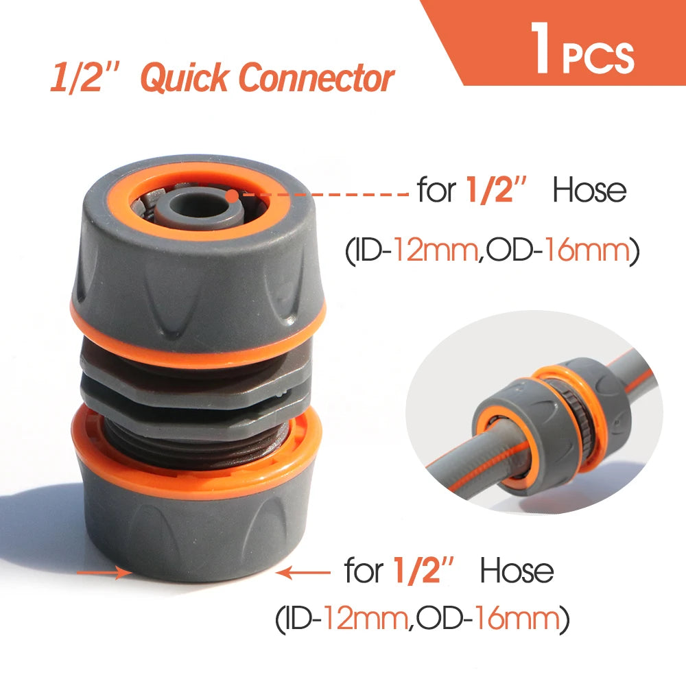 Garden Hose Quick Connector 1/2 3/4 Inch Pipe Coupler Stop Water Connector for Car Wash 20/16mm Irrigation Tube Repair Joints
