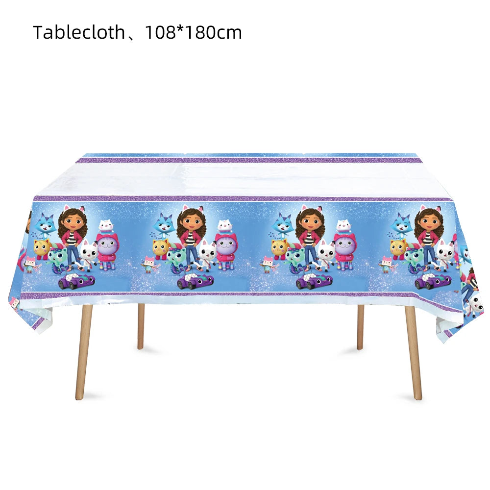 Disney Gabby Dollhouse Birthday Party Decoration Balloon Napkins Children's Disposable Tableware Theme Party Supplies Kids Gifts