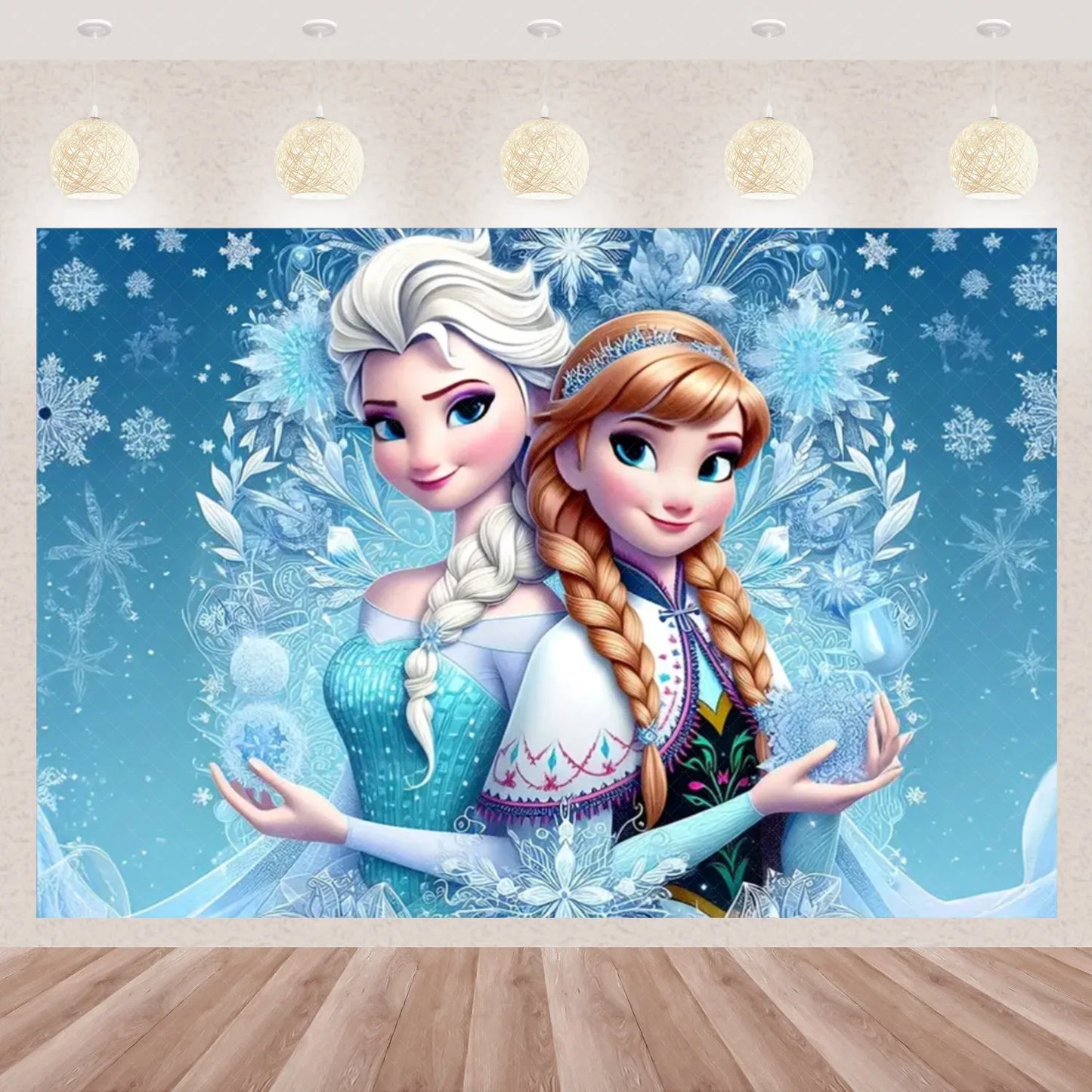 Frozen Elsa Anna Princess Theme Backdrop Frozen Birthday Party Decoration Baby Shower Supplies Background Photo Prop Girl Gift