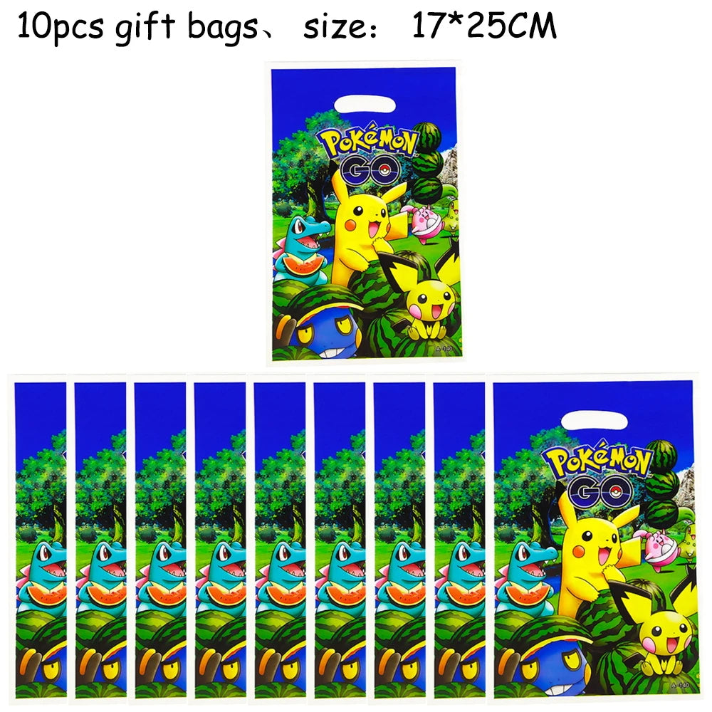 Pokemons Party Birthday Decoration Happy Pikachu Theme Tableware Cups Plates Balloons Banner Supplies Kids Favors Baby Shower